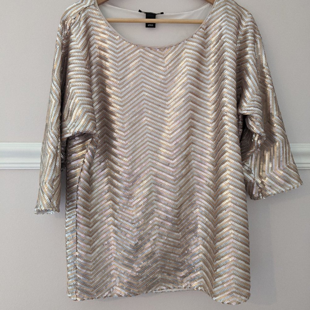 WHBM totally beaded gold/silver top